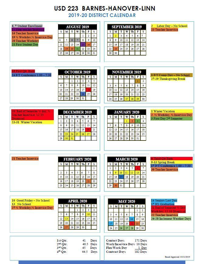 2019-2020 District Calendar
