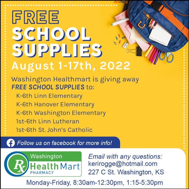 Get your school supplies free at Washington Health Mart!