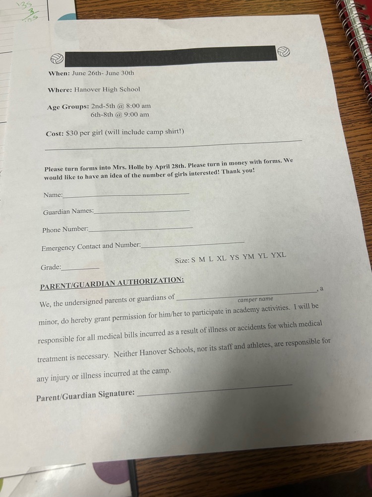 Volleyball Camp form